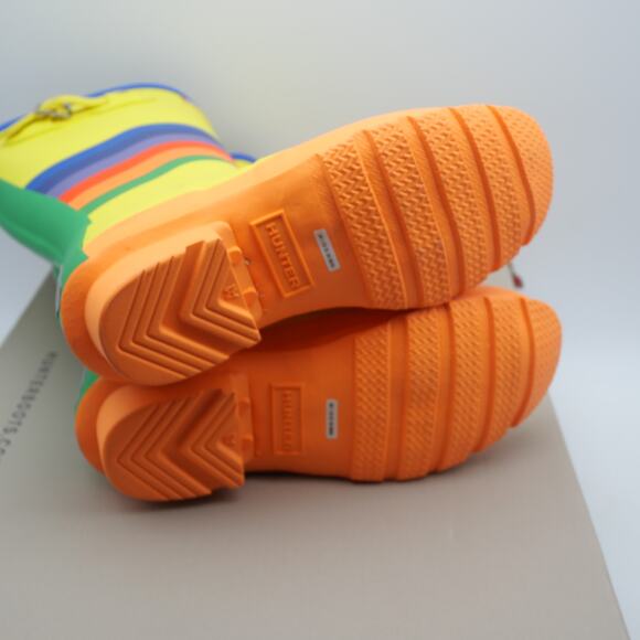 NEW HUNTER Original Wiggle Rainbow Boots Kids Tall Rain Yellow Wellies UK 1 - Picture 8 of 12